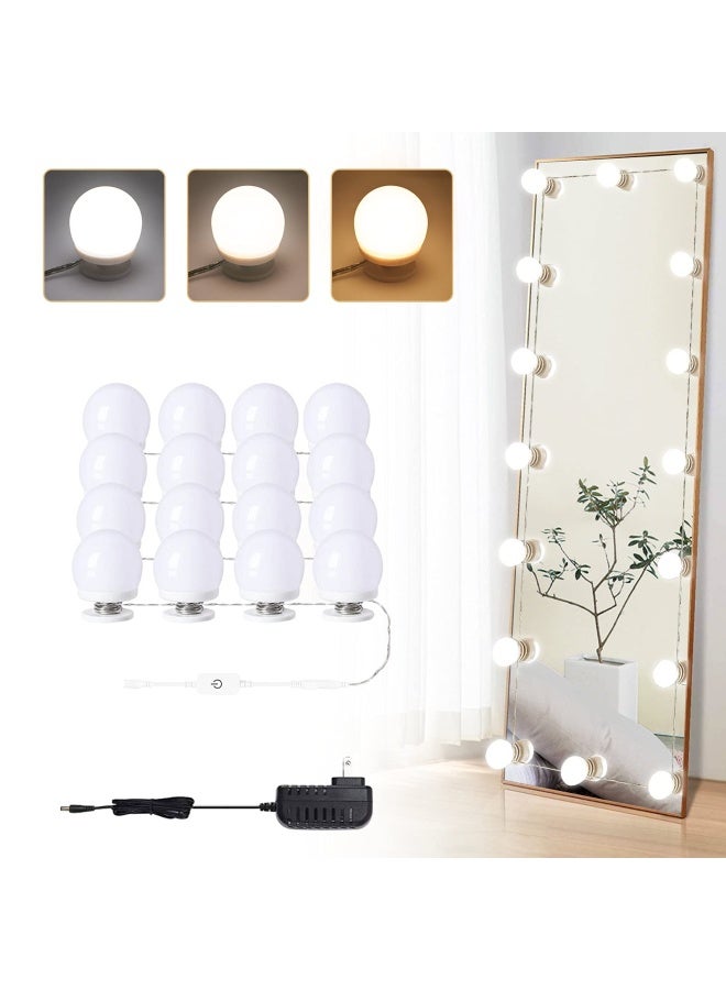 Vanity Lights For Mirror 16 Led Bulbs Hollywood Makeup Lights 3 Color Modes Dimmable Brightness Plug In Stick Up For Dressing Table Bathroom Body Wall Mirror Lights  - Image 1
