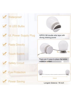 Generic Vanity Lights For Mirror 16 Led Bulbs Hollywood Makeup Lights 3 Color Modes Dimmable Brightness Plug In Stick Up For Dressing Table Bathroom Body Wall Mirror Lights  - Image 4