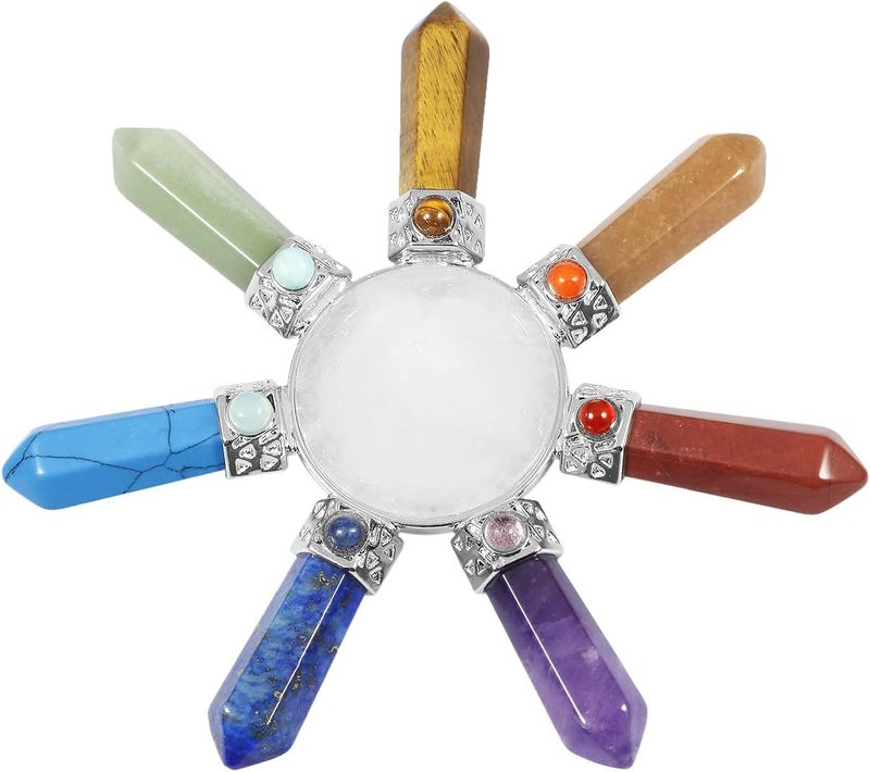 Rockcloud Cone & 7 Chakra Points Energy Generator,Reiki Healing Crystal Stone,Rock Quartz