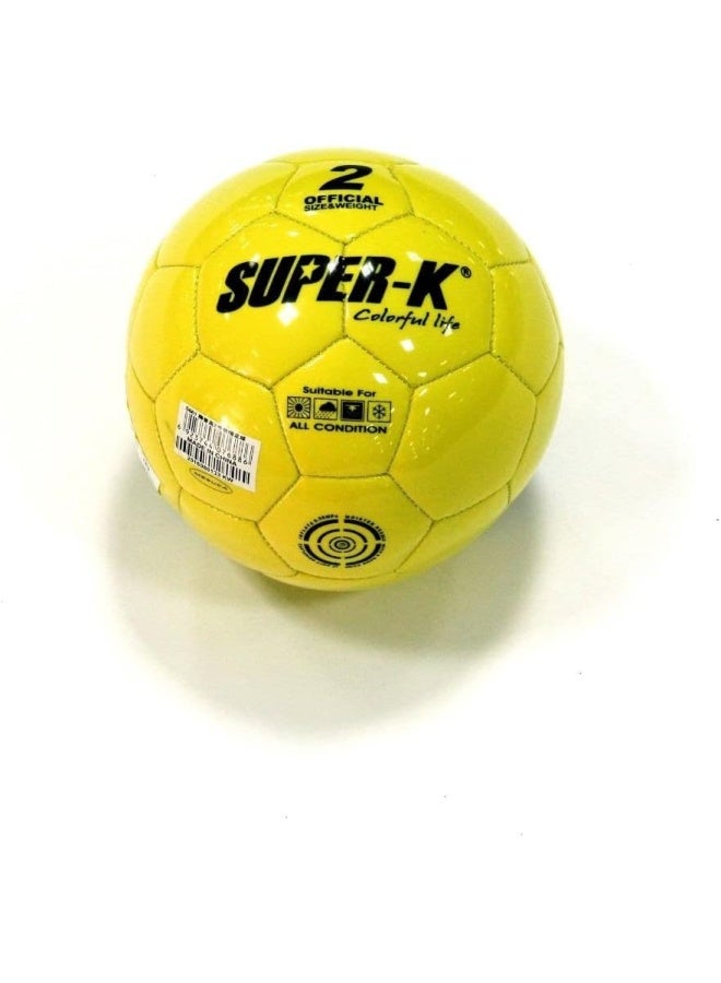 Joerex كرة قدم PVC بوجه مضحك مخيطة آلياً سوبر-K 2# صفراء S661 - الحجم Fs - Image 1