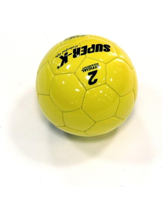 Joerex كرة قدم PVC بوجه مضحك مخيطة آلياً سوبر-K 2# صفراء S661 - الحجم Fs - Image 2