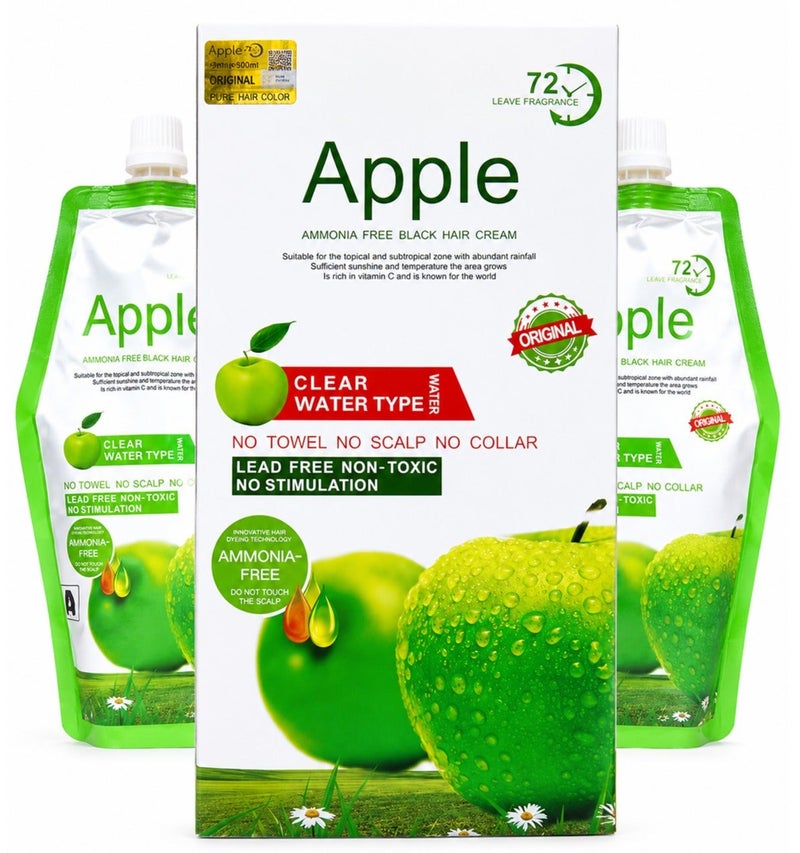 Apple Fruit Black Hair Cream Natural Black Hair Dye - 500ml+500ml - Image 1