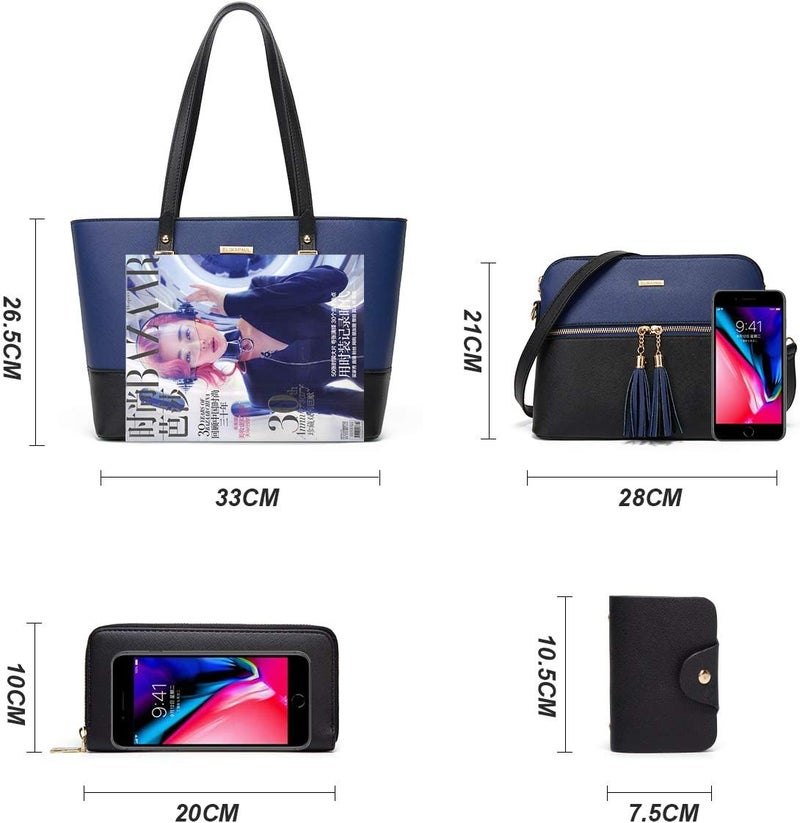 YTL Women Fashion Handbags Wallet Tote Bag Shoulder Bag Top Handle Satchel Purse Set 4pcs - Image 4