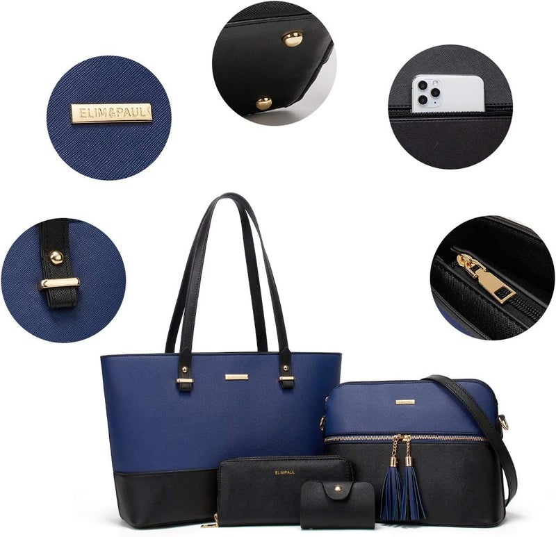 YTL Women Fashion Handbags Wallet Tote Bag Shoulder Bag Top Handle Satchel Purse Set 4pcs - Image 3