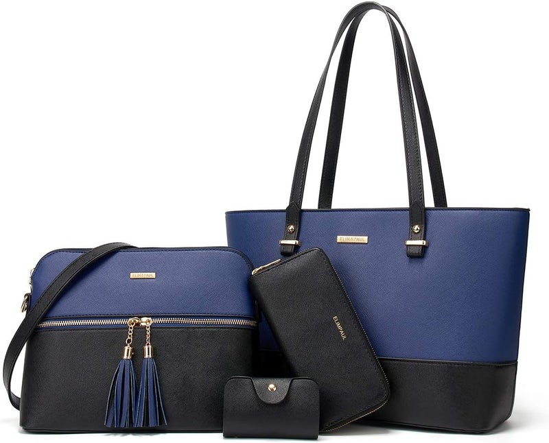 YTL Women Fashion Handbags Wallet Tote Bag Shoulder Bag Top Handle Satchel Purse Set 4pcs - Image 1