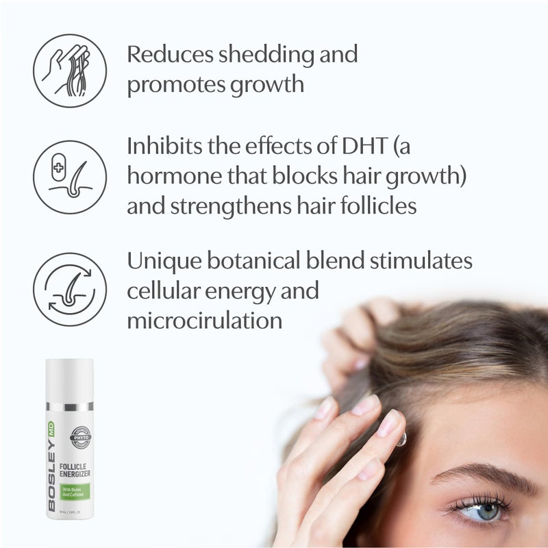 BosleyMD Healthy Hair & Scalp Follicle Energizer â€“ DHT-Blocking Leave-In Serum with Biotin, Caffeine, Panthenol & Apple Stem Cell - Strengthens Hair Follicles & Promotes Thicker, Fuller Hair, 1 Fl Oz - Image 3