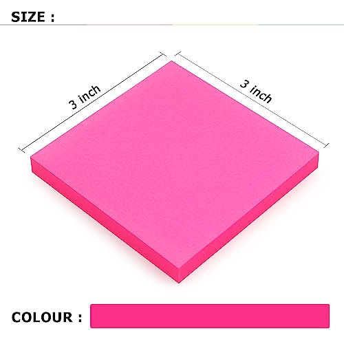 Eastern Wolf Sticky Notes 3x3 Self-Stick Notes Bright Colors Sticky Notes 8 Pads 80 Sheet/Pad (Rose Red) - Image 3