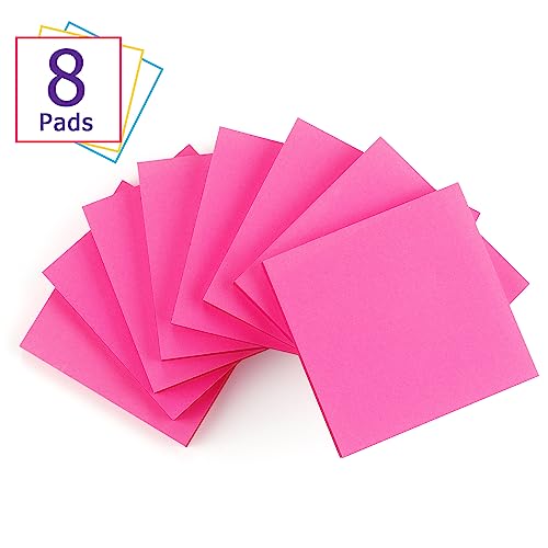 Eastern Wolf Sticky Notes 3x3 Self-Stick Notes Bright Colors Sticky Notes 8 Pads 80 Sheet/Pad (Rose Red) - Image 2