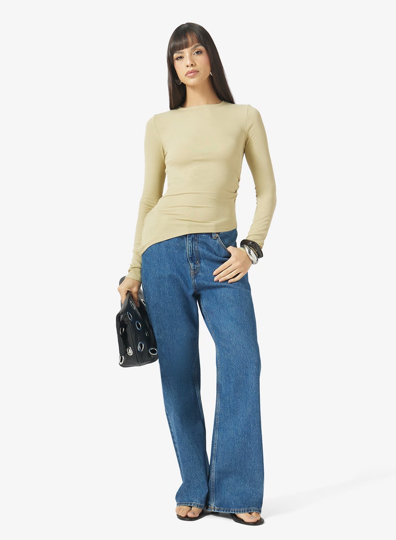 TOPSHOP Premium Rib Ruched Top - Image 4
