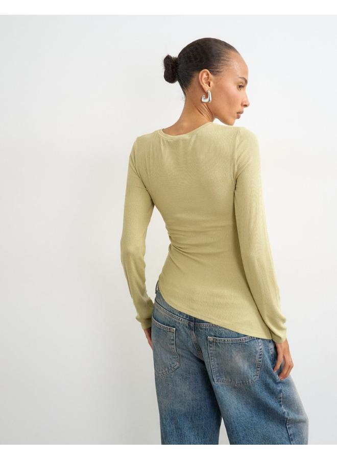 TOPSHOP Premium Rib Ruched Top - Image 2