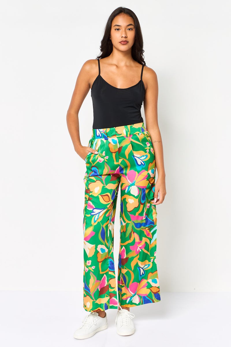 promod Women Regular Fit Allover Pattern Plazzo Pants, Multicolor - Image 2