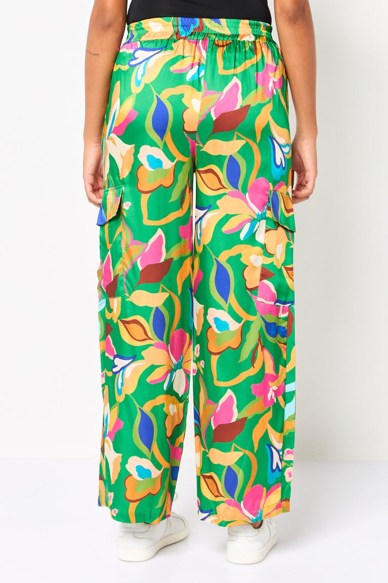 promod Women Regular Fit Allover Pattern Plazzo Pants, Multicolor - Image 4