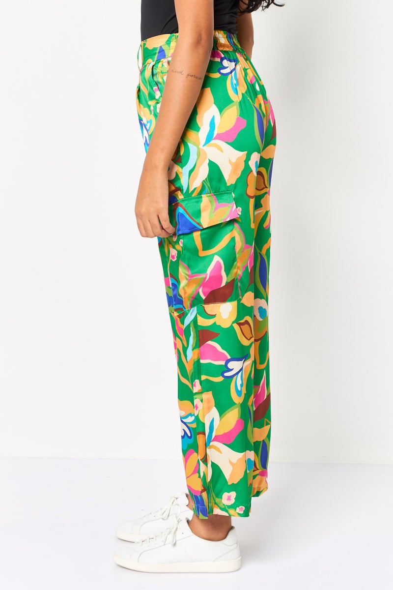 promod Women Regular Fit Allover Pattern Plazzo Pants, Multicolor - Image 3