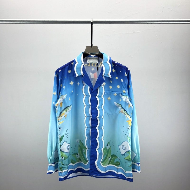 European and American Fashion Autumn New Long-sleeved Shirt Mens Cardigan Mens and Womens Same 3D Printed in stock Cross-border European Goods Picture Color