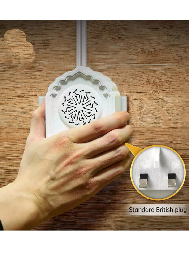 إلترازون QB812 Holy Wall Speaker Bluetooth Al-Quran Light Speaker SQ669 Wireless Speaker With Night Light Quran Speaker Quran Wall Speaker 24-Hours Loop Play Back Quran Content Ruqyah ZIKIR Dua For Disease 3-Pin Wall Plug White - Image 2