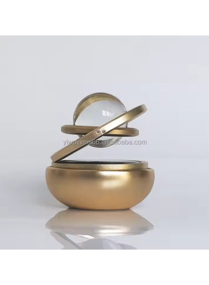 Solar Powered Air Freshener Only for Car Automatic Rotating Air Freshener Crystal Double Ring - Solar Accessories for Car Dashboard Solar Ring Design