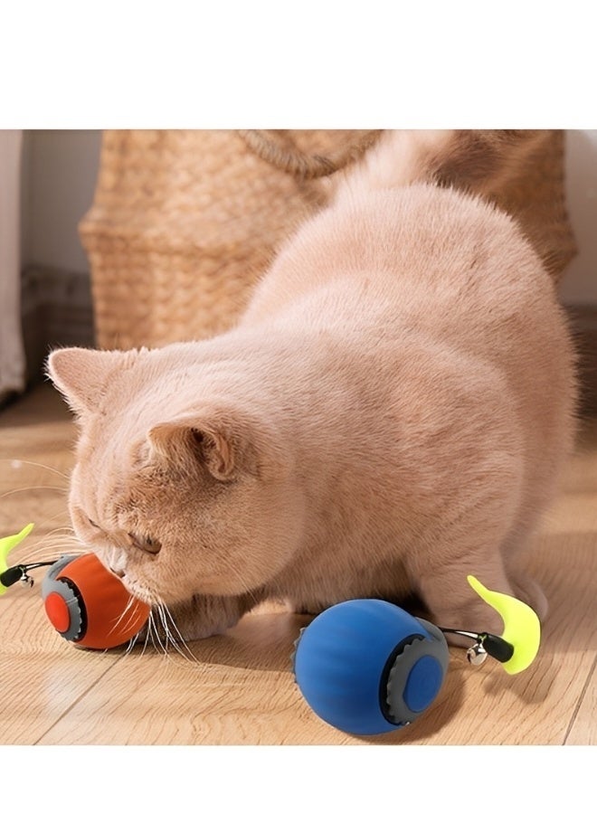 ألعاب القطط كرة القطط الأوتوماتيكية 360° لعبة القطط الذكية الدوارة للقطط الداخلية كرة متحركة تفاعلية هادئة قابلة لإعادة الشحن عبر USB هدية مثالية للقطط البالغة والقطط الصغيرة - Image 3
