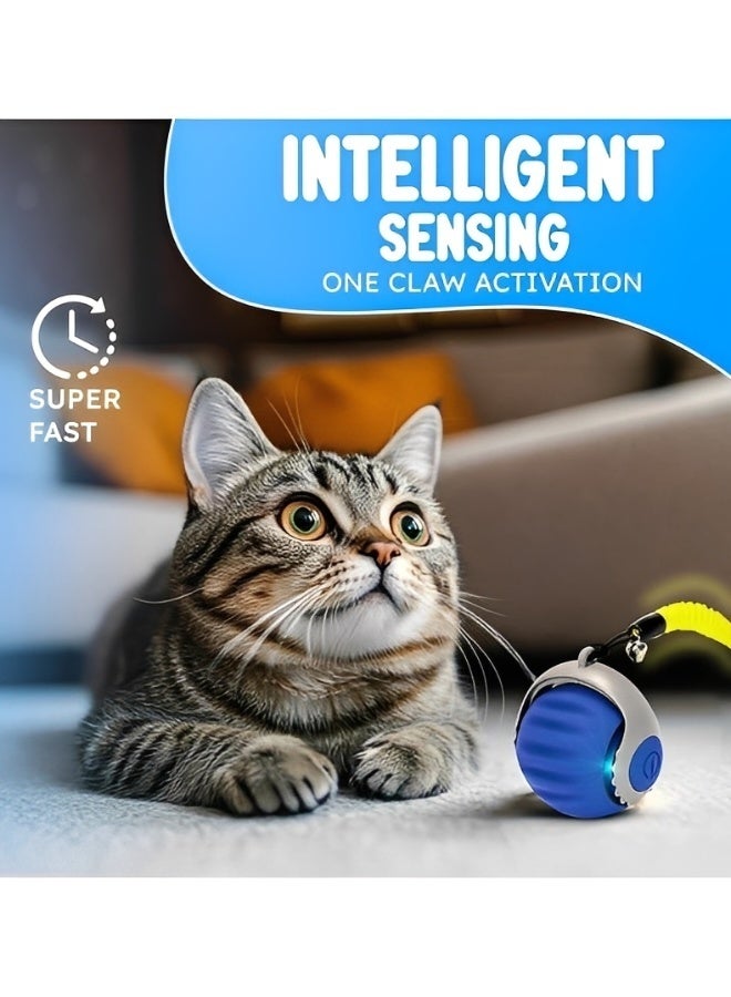 ألعاب القطط كرة القطط الأوتوماتيكية 360° لعبة القطط الذكية الدوارة للقطط الداخلية كرة متحركة تفاعلية هادئة قابلة لإعادة الشحن عبر USB هدية مثالية للقطط البالغة والقطط الصغيرة - Image 5