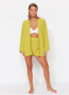 trendyol Green Woven Kimono Shorts Set TBESS23AU00089  - Image 2