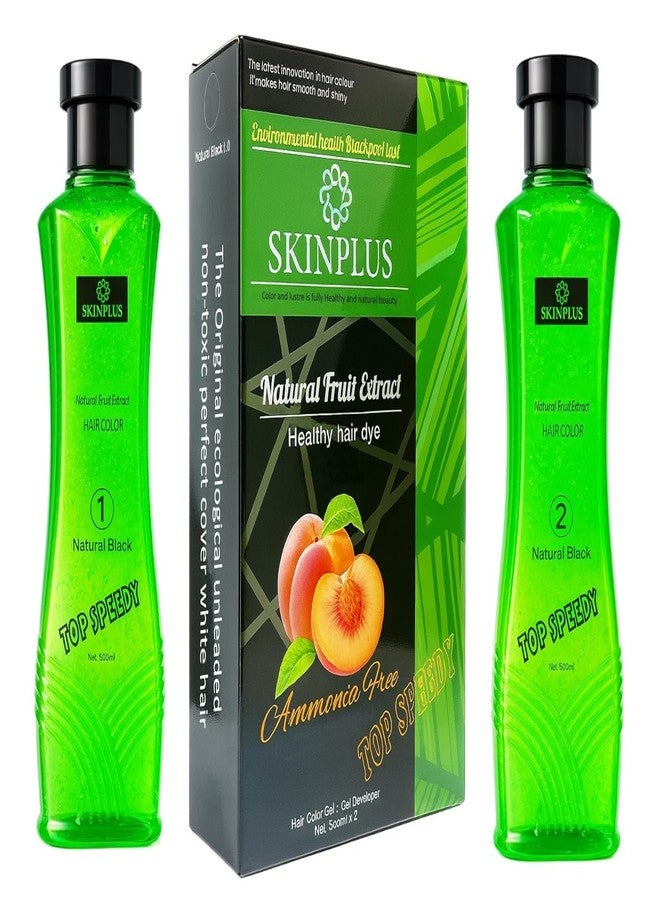 SKINPLUS Top Speedy Natural Fruit Extract Hair Color 500ml x 2 with Mixing Bowl and Dye Brush - Image 2