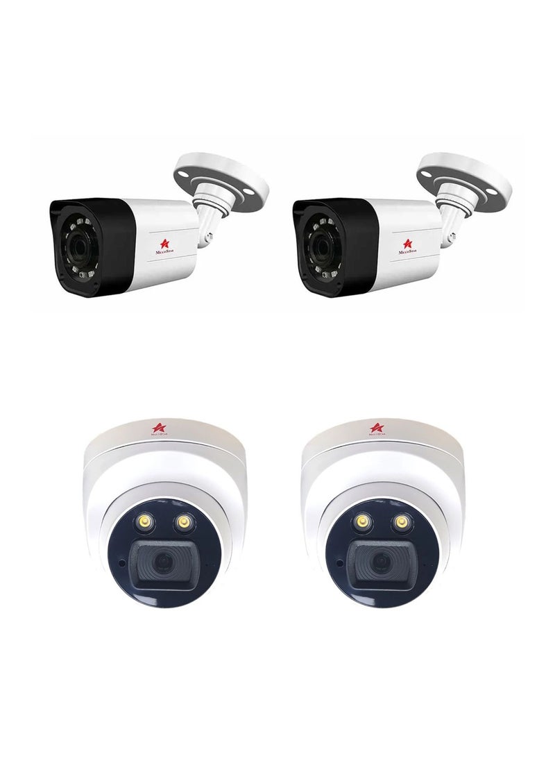 Multistar - Security Surveilence CCTV Camera Kit  System 2.0 Mega 4 Chanel AHD full Color Turbo Kit 1DVR+2Dome Cameras and 2Bullet Cameras - Image 1