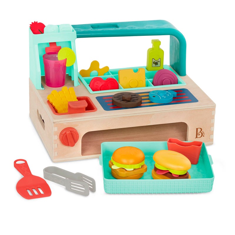 B. Toys B toys Mini Chef Build a Burger Playset Pretend Play Wooden Burger Play Set Play Food Role Play Accessories Cooking Toys for Kids 3 Years - Image 3
