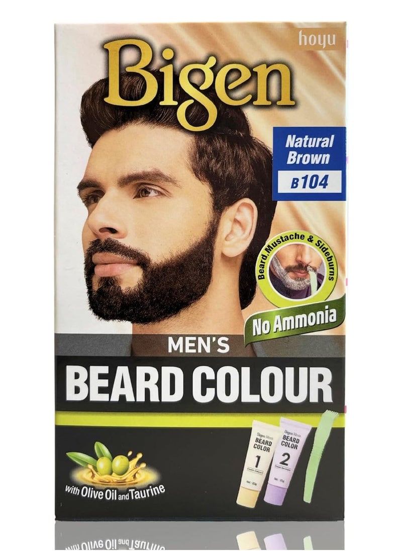 Bigen Bigen Men's Beard Color Natural Brown (B104) 20gm+20gm=40gm  - Image 1