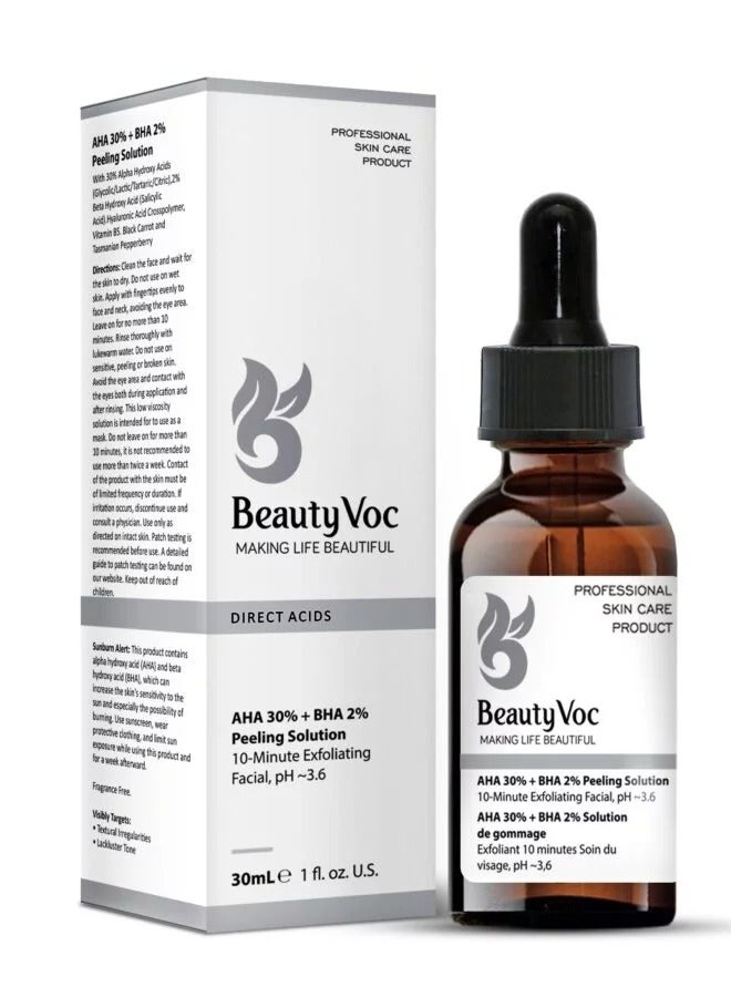 BeautyVoc AHA 30% + BHA 20% Peeling Solution, Fades Pigmentation & Dark Spots, 30ml - Image 1