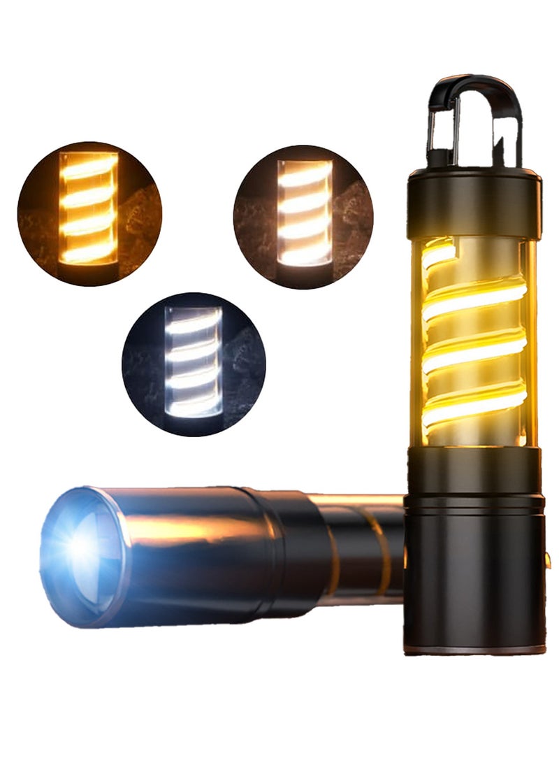 EastChoix LED Camping Light, USB-C Outdoor Camping Flashlight, Retractable Lighting, 5 Lighting Modes, IPX5 Waterproof Ultra-Light with Hook, Suitable for Tent Light, Camping Light, Hiking, Travel and Emergency - Image 1