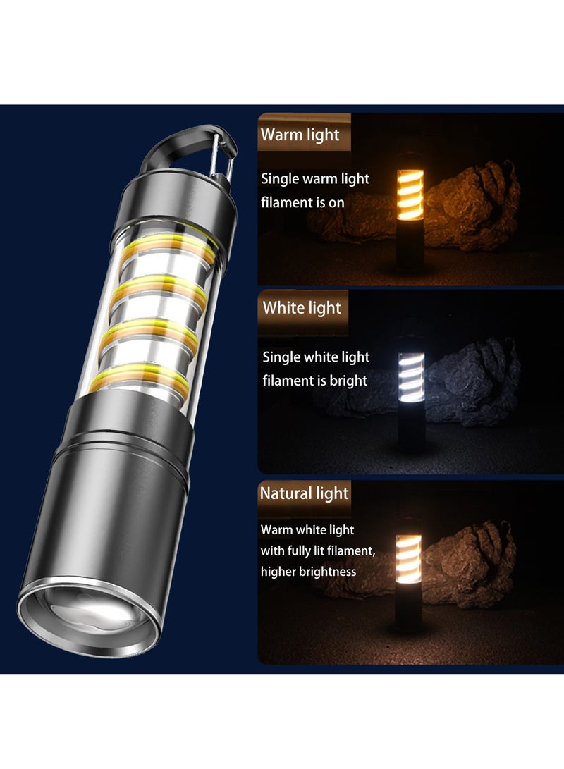EastChoix LED Camping Light, USB-C Outdoor Camping Flashlight, Retractable Lighting, 5 Lighting Modes, IPX5 Waterproof Ultra-Light with Hook, Suitable for Tent Light, Camping Light, Hiking, Travel and Emergency - Image 2