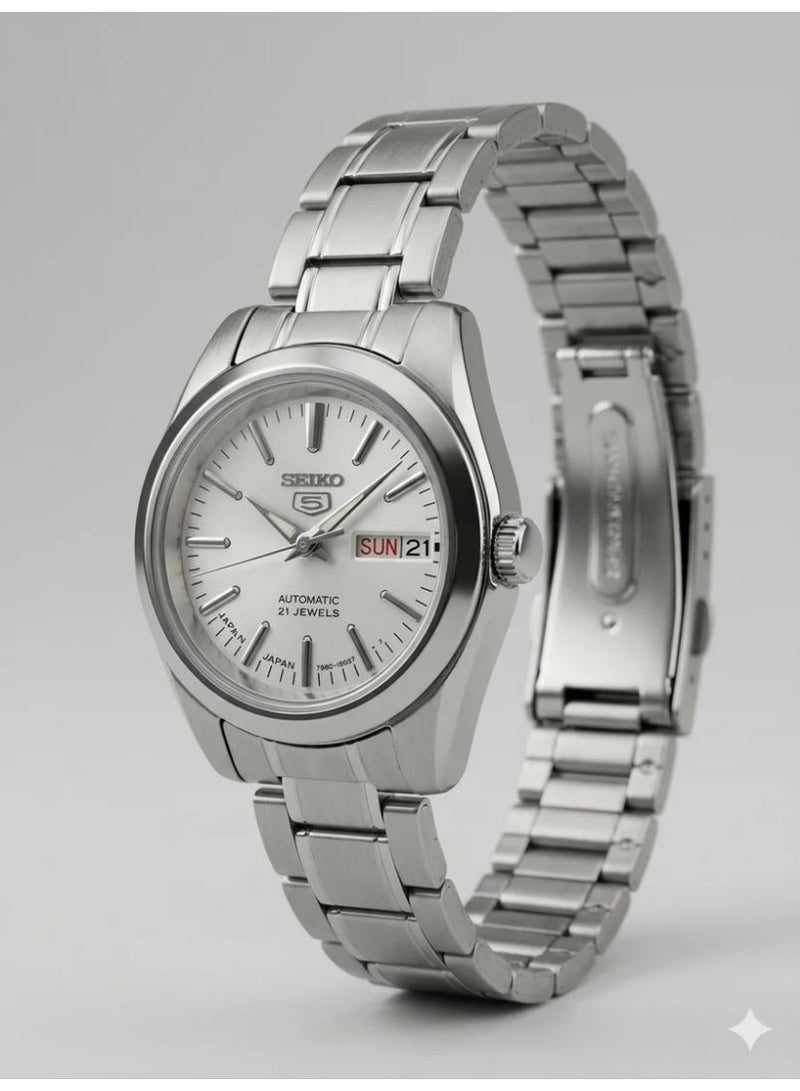 Seiko 5 سايكو SYMK13J1 5 ساعة أوتوماتيكية للنساء بقرص أبيض من الفولاذ المقاوم للصدأ - Image 3