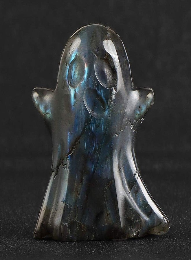Artistone 2" Crystal Ghost Figurine Natural Labradorite Gemstone Hand Carved Statue for Halloween Decorations Home Deco Desk Decoration - Image 2