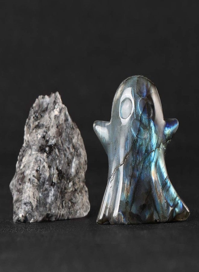 Artistone 2" Crystal Ghost Figurine Natural Labradorite Gemstone Hand Carved Statue for Halloween Decorations Home Deco Desk Decoration - Image 4