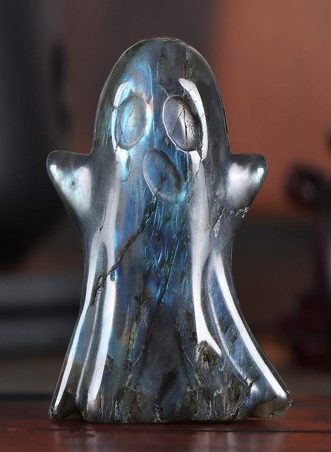 Artistone 2" Crystal Ghost Figurine Natural Labradorite Gemstone Hand Carved Statue for Halloween Decorations Home Deco Desk Decoration - Image 3