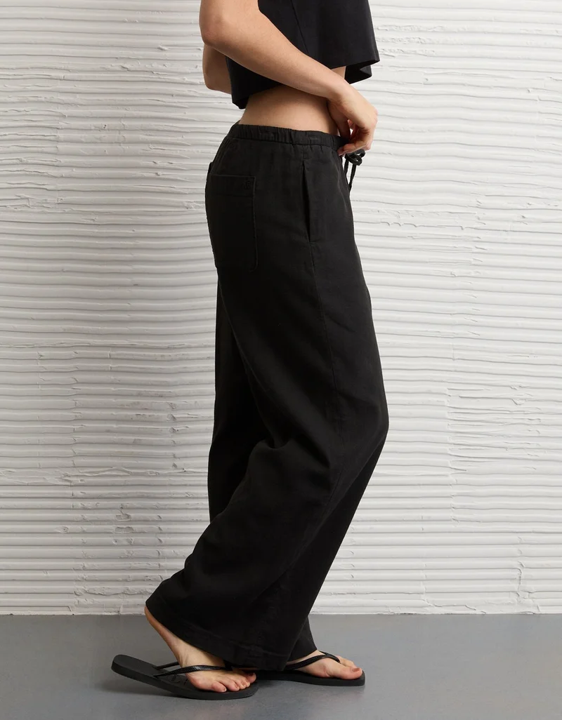 American Eagle  AE Stretch Low-Rise Linen-Blend Pull-On Pant for Women | Best Price UAE