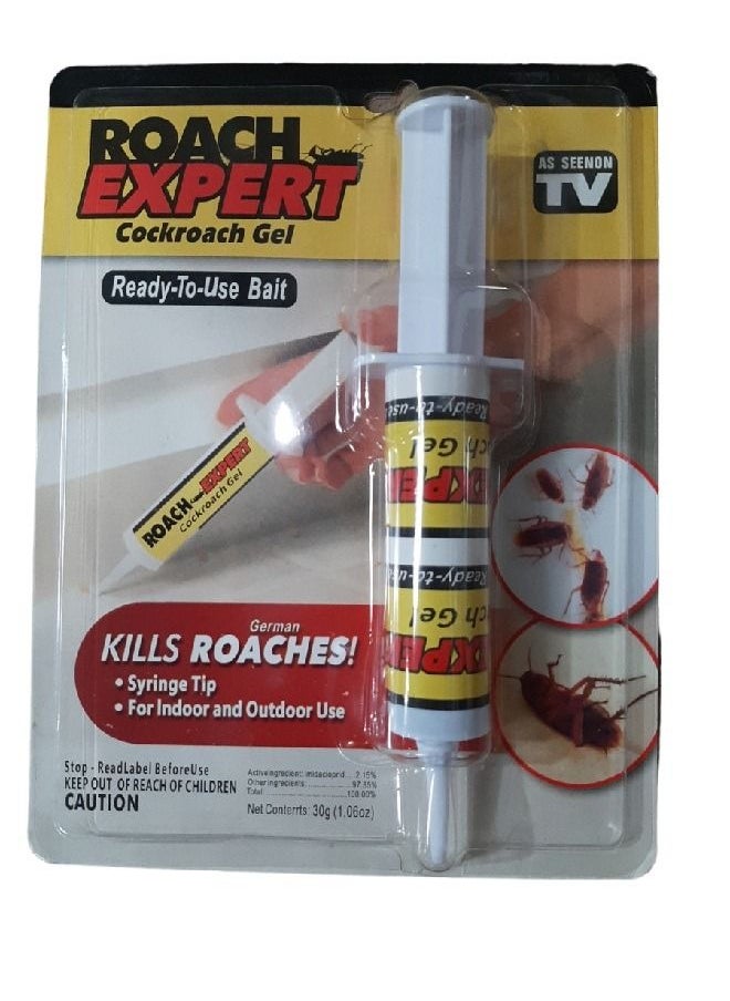 Roach Roach Expert Cockroach Gel Ready-to-Use Cockroach Gel Bait - Outdoor & Indoor Powerful Roach Killer Gel for Kitchen Washroom Kennel Office Warehouse Pest Control with Syringe Applicator  - Image 1