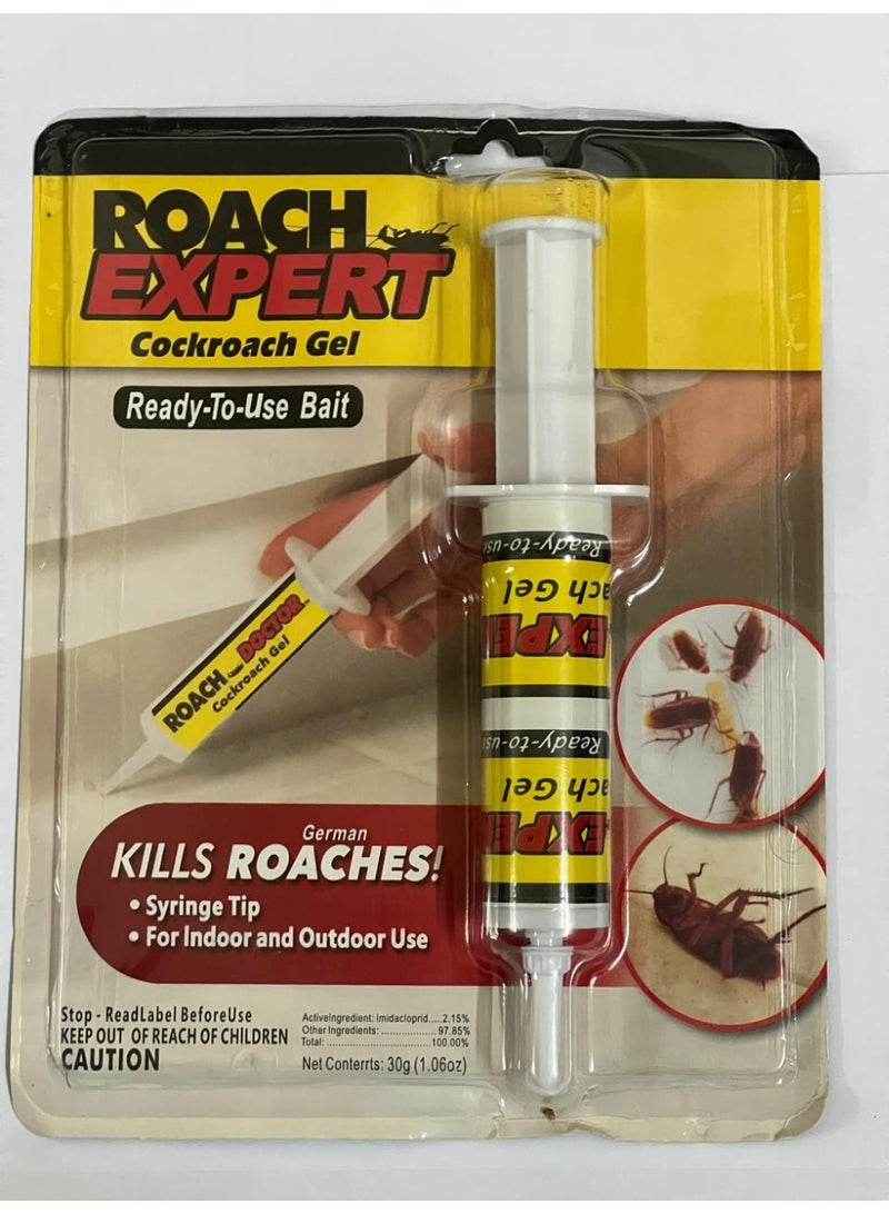 Roach Expert Cockroach Gel Ready-to-Use Cockroach Gel Bait - Outdoor & Indoor Powerful Roach Killer Gel for Kitchen Washroom Kennel Office Warehouse Pest Control with Syringe Applicator - Image 1