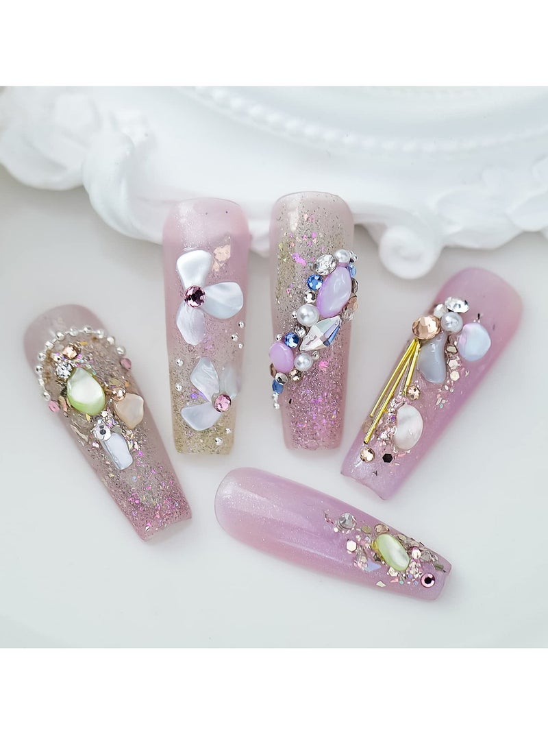 Excefore Colorful Seashell Slices Nail Supplies 6 Grids Irregular Abalone Shell Slices Small Gravel Design 3D Nail Art Flakes for UV Gel Manicure Decorations DIY Crafts - Image 5