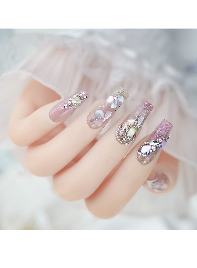 Excefore Colorful Seashell Slices Nail Supplies 6 Grids Irregular Abalone Shell Slices Small Gravel Design 3D Nail Art Flakes for UV Gel Manicure Decorations DIY Crafts - Image 2