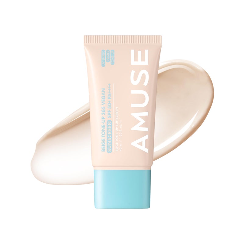 Amuse SEOUL 365 Vegan Beige tone Up Cream  Summer Foundation Baseskip Tone Up Beige Color Natural Coverage Tinted Cream Lightweight NonSticky Facial Lotion Glow Finish 40ml