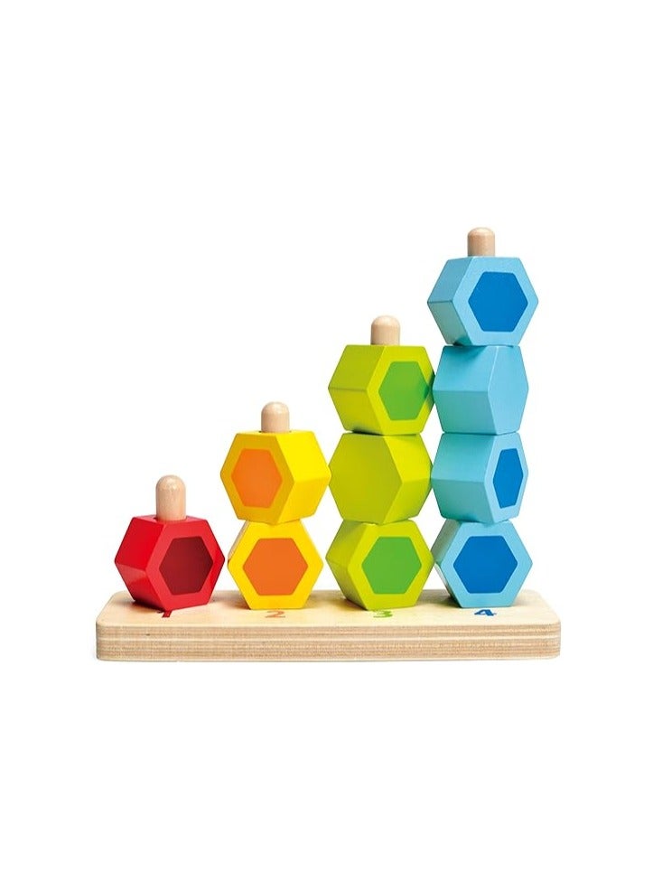 Hape Stacking Music Set | Colourful 6 Piece Musical Box Toy, Wooden Set for Kids 18 months+ - Image 1