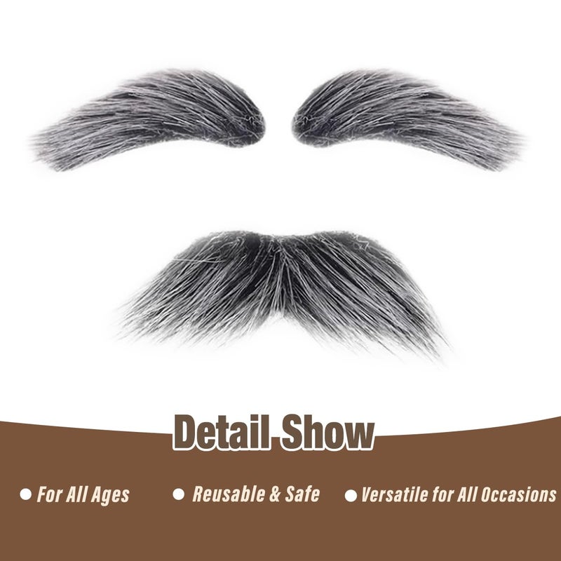 Honcloud Old Man Mustache and Eyebrow Perfect for Custome Accessories Grandpa Stage Performances Halloween Props (2 pcs- Mustache) - Image 5