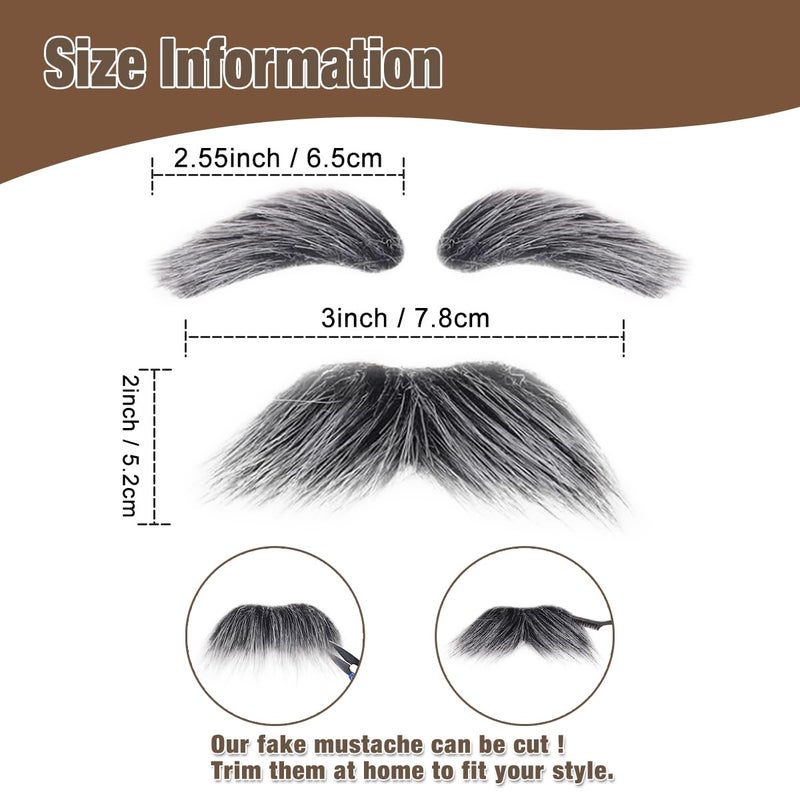 Honcloud Old Man Mustache and Eyebrow Perfect for Custome Accessories Grandpa Stage Performances Halloween Props (2 pcs- Mustache) - Image 2
