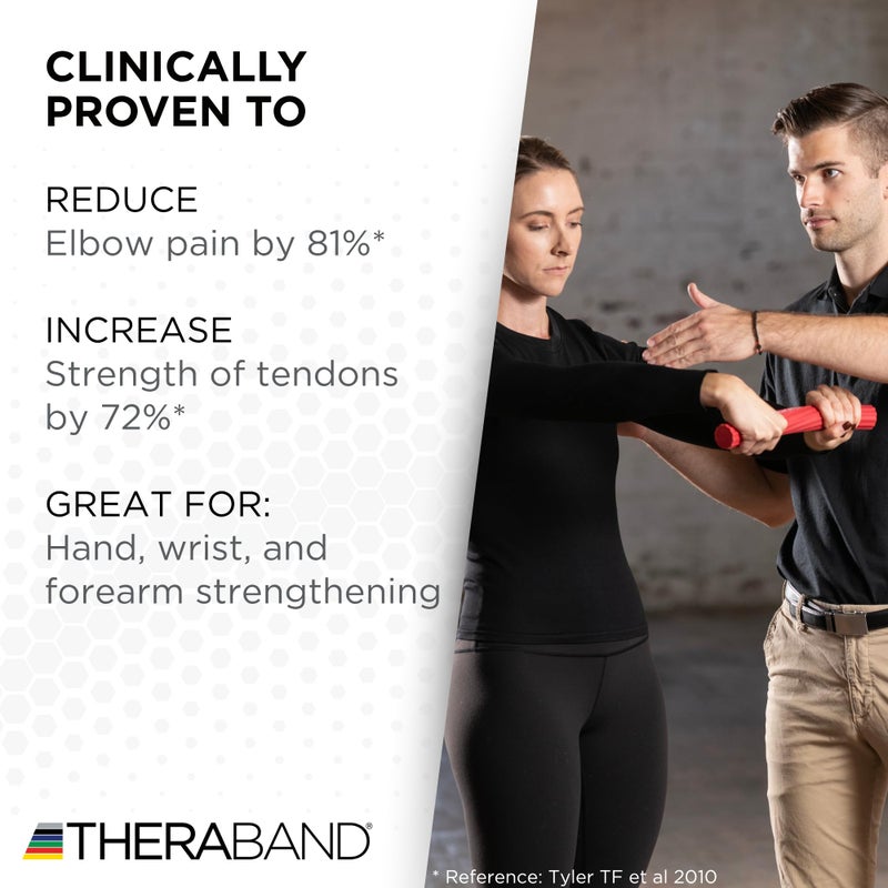 THERABAND FlexBar, Tennis Elbow Therapy Bar, Relieve Tendonitis Pain & Improve Grip Strength, Resistance Bar for Golfers Elbow & Tendinitis, Red, Light, Beginner - Image 5