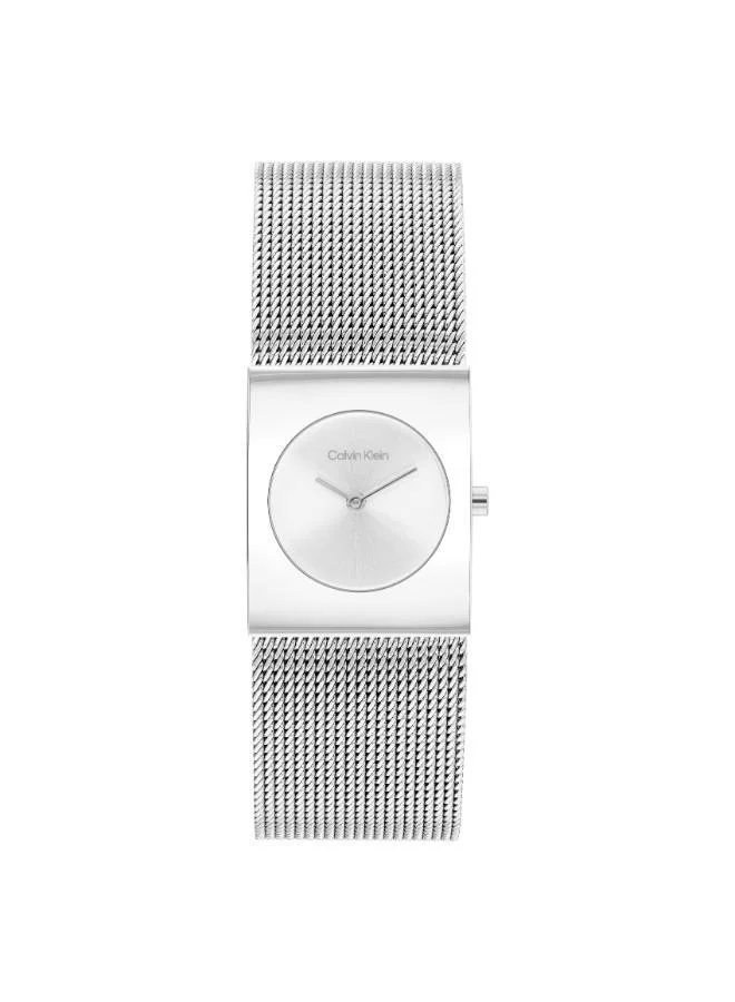 Calvin Klein Two Hand Quartz Movement Watch for Women CK PULSE Collection with Silver Stainless Steel Mesh Bracelet - 25100135