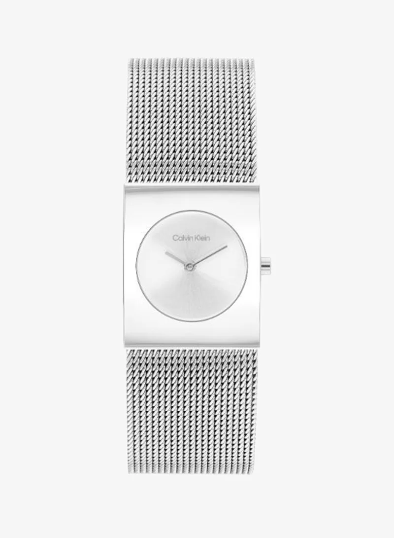 Calvin Klein Two Hand Quartz Movement Watch for Women CK PULSE Collection with Silver Stainless Steel Mesh Bracelet - 25100135