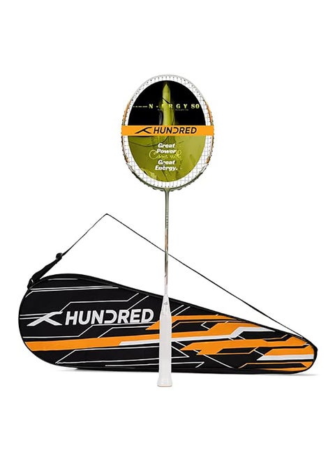 N-ERGY 80 Carbon Fibre Strung Badminton Racket with Full Racket Cover  | For Intermediate Players | 80 grams | Maximum String Tension - 32lbs