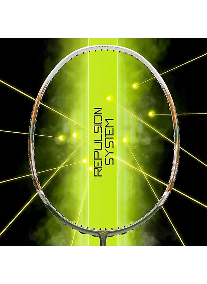 HUNDRED - N-ERGY 80 Carbon Fibre Strung Badminton Racket with Full Racket Cover  | For Intermediate Players | 80 grams | Maximum String Tension - 32lbs - Image 1