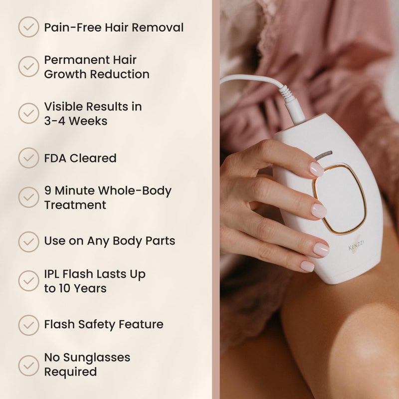 Kenzzi IPL Hair Removal Handset for Women & Men: Pain-Free & Long-lasting Solution for Body & Face Hair Removal, An Alternative to Salon Laser Hair Removal Treatments, Permanent Results - Image 3