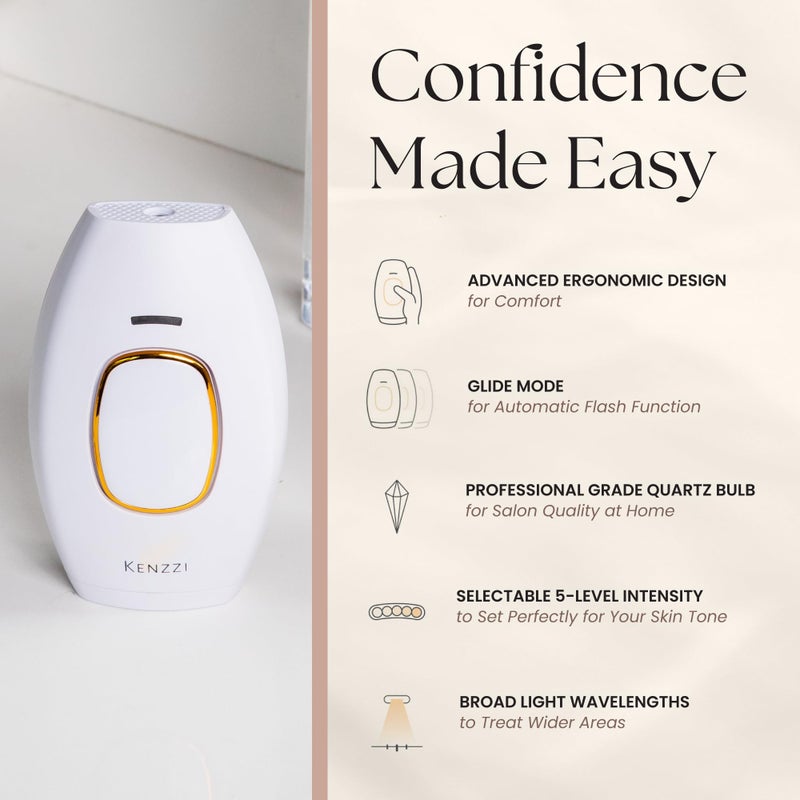 Kenzzi IPL Hair Removal Handset for Women & Men: Pain-Free & Long-lasting Solution for Body & Face Hair Removal, An Alternative to Salon Laser Hair Removal Treatments, Permanent Results - Image 4